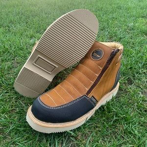 Men’s Leather zip-up work Boots Very soft, Comfortable and lightweight Bota